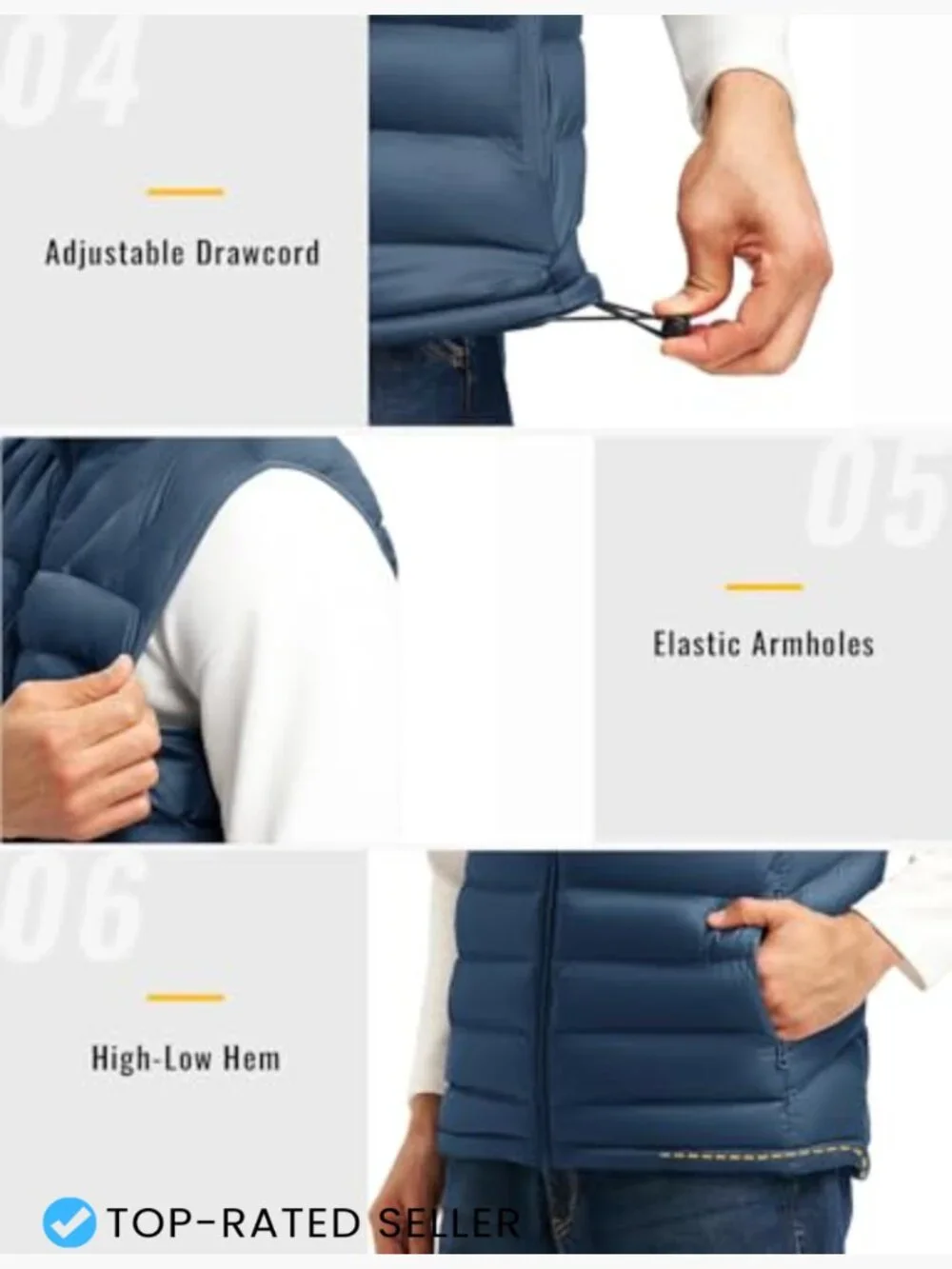 Men's Quilted Puffer Vest Lightweight Insulated Water Resistant Zip Front
